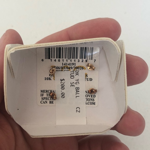 10K yellow gold ball studs/cubic zirconium stud SE - Picture 6 of 6